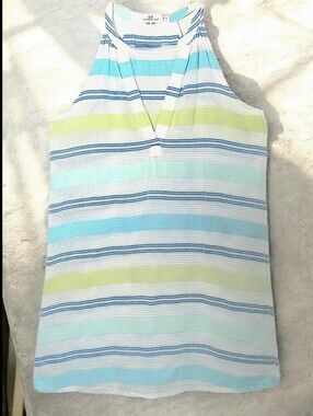 Vineyard Vines Beachcomber Gauze Dress Medium Lime/Blue Stripes